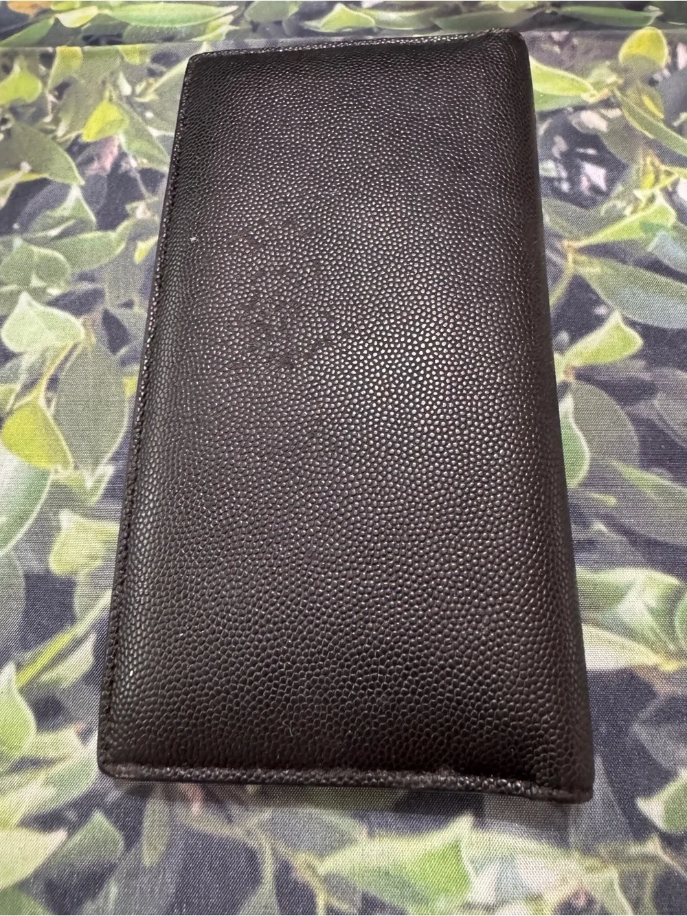 Saint Laurent Black Pebbled Leather   Long Wallet